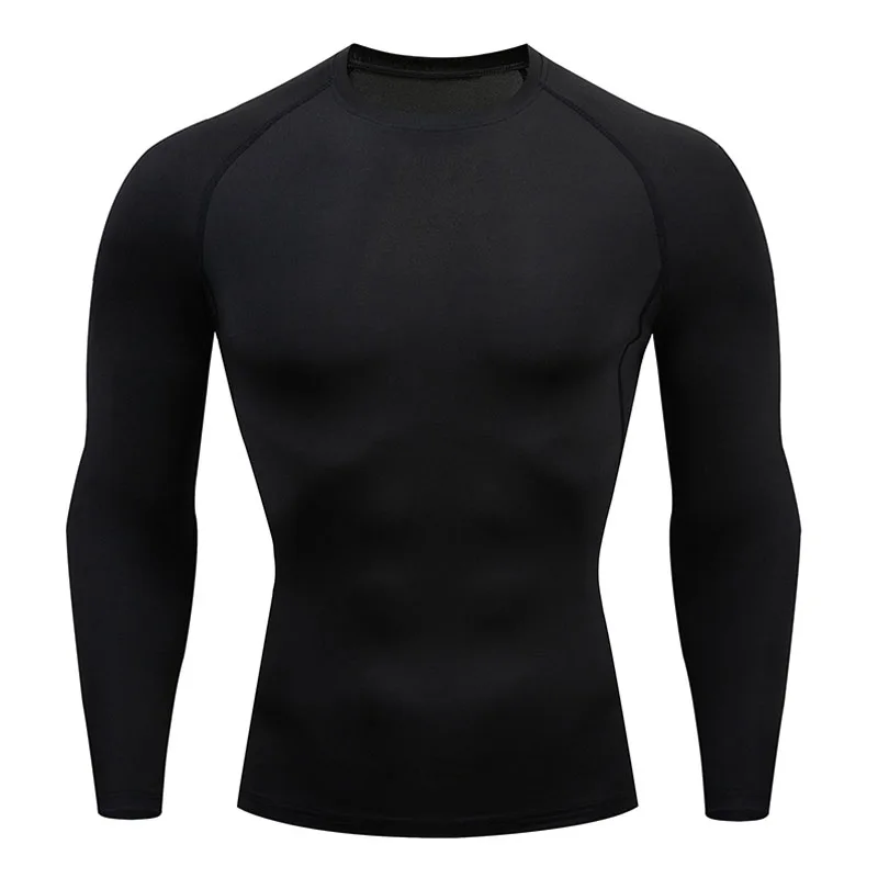 Sunscreen Sports Quick Dry T-shirt Men's Rashgarda MMA Long Sleeves Black Running Top Compression Sportswear Second Skin Gym Men