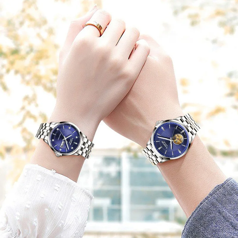 ساعات MIGE الأصلية ميوتا للزوجين أوتوماتيكية متعرجة محدودة تحرير ساعة يد ميكانيكية مقاومة للماء من الفولاذ المقاوم للصدأ