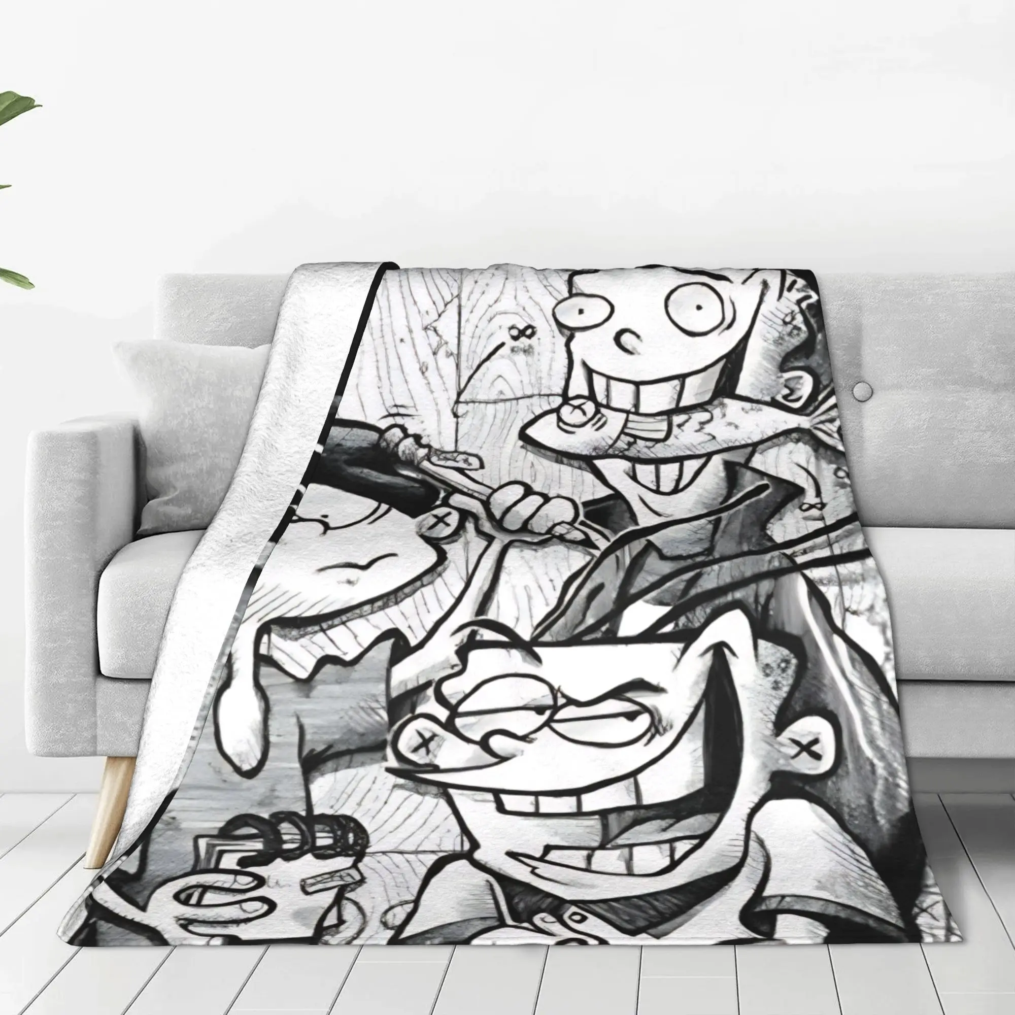 1PC Home Cute Room Decor retro cartoon Blanket Throw Blanket Ed  Edd  Eddy Novelty Warm Blanket All Season