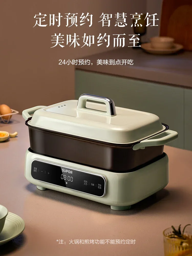 220V Multi Cooker with Grilling and Hot Pot Separation, Intelligent Roasting and Stewing Pot for Fish