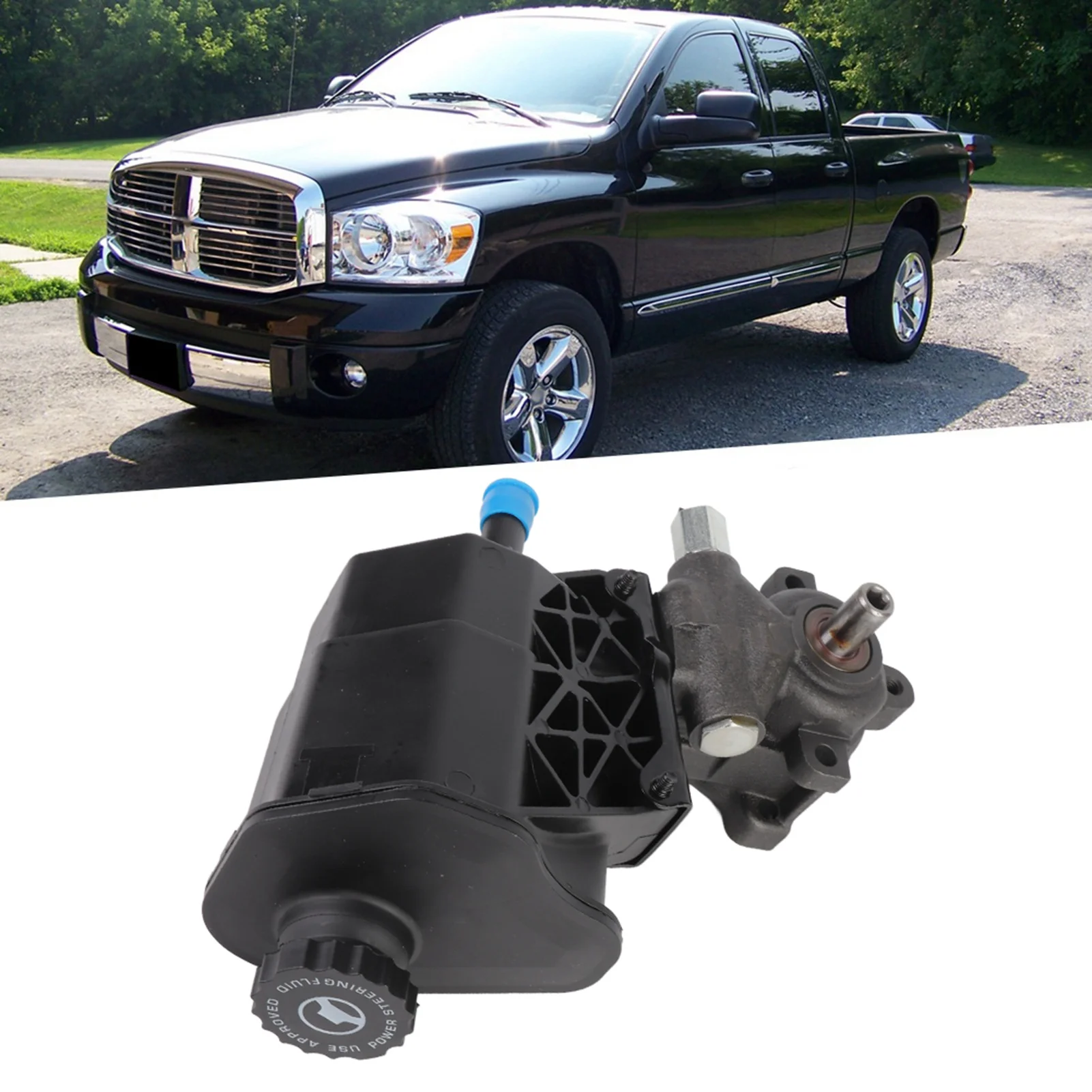 52113364AH 52113454AK Power Steering Pump 52113364AH Accessory Fit for 1500 Pickup 2002 ‑ 2007 Power Steering Pump Replacement
