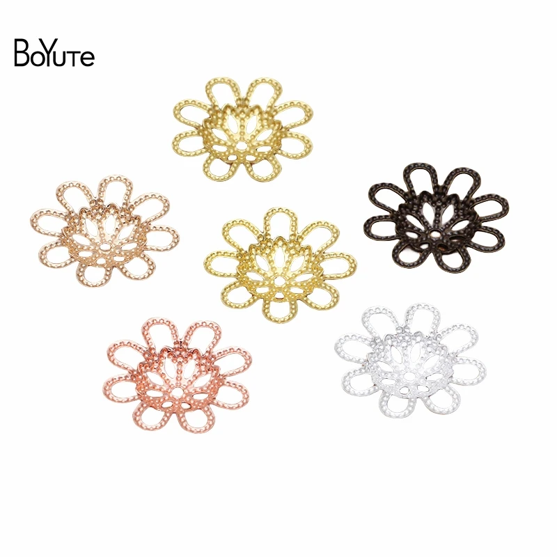 

BoYuTe (100 Pieces /Lot) Diy Jewelry Accessories Wholesale 18MM Filigree Brass Flower Bead Caps