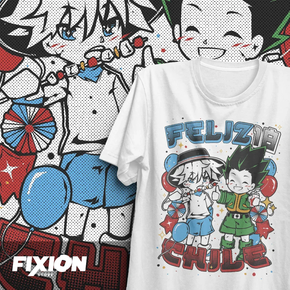 Hunter x Hunter – Fiestas Chile – Gon y Killua Anime T Shirt Manga Gift For Anime Lover All Size Cotton