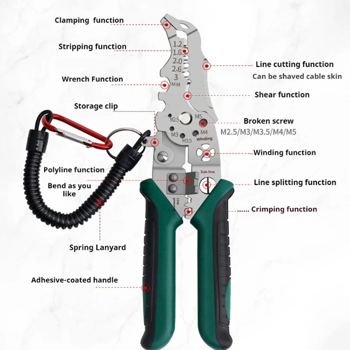 Electrician Specific Wire Stripping Pliers Multifunctional Electricians Maintenance Anti-Slip Stripper Cable Crimper Pliers Tool