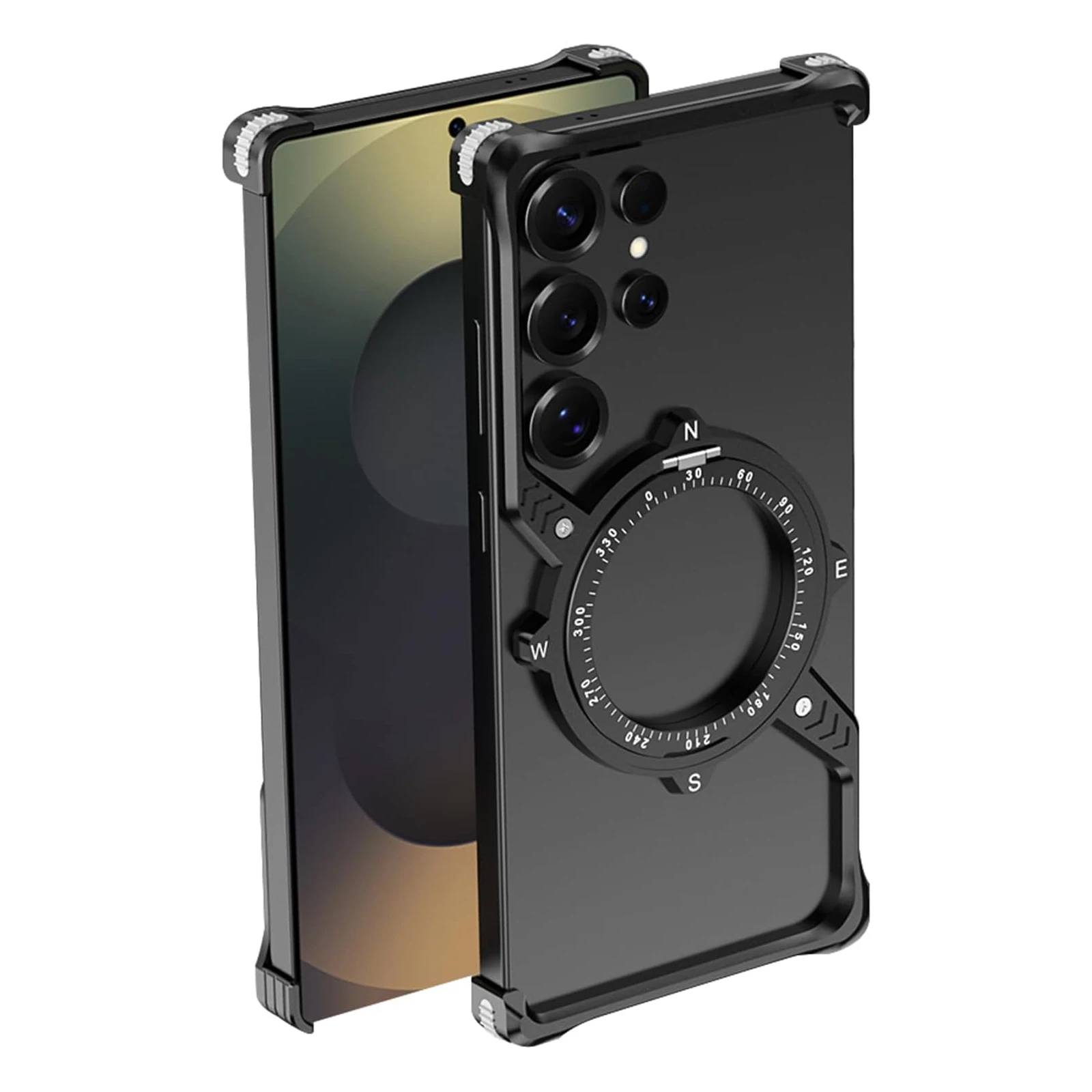

For Samsung Galaxy S26 Ultra Case Metal Heavy Duty Magnetic Rotating Stand Hollow Out Heat Dissipation