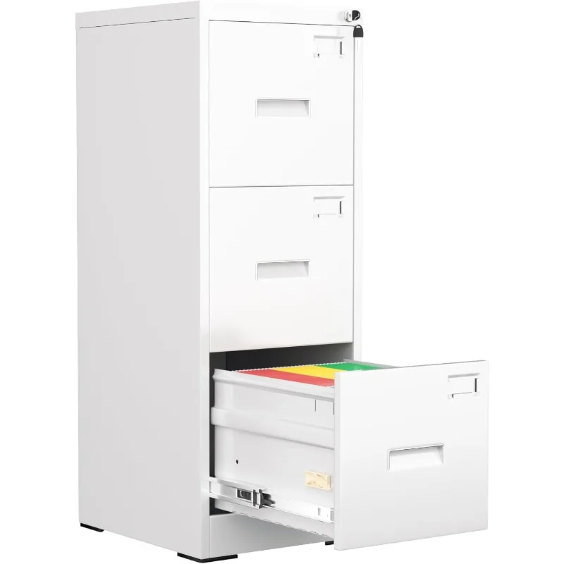 

Шкаф для документов D 18 дюймов, шкаф для документов с 3 ящиками и замком, вертикальный шкаф для документов с замком для домашнего офиса, белый металлический файл