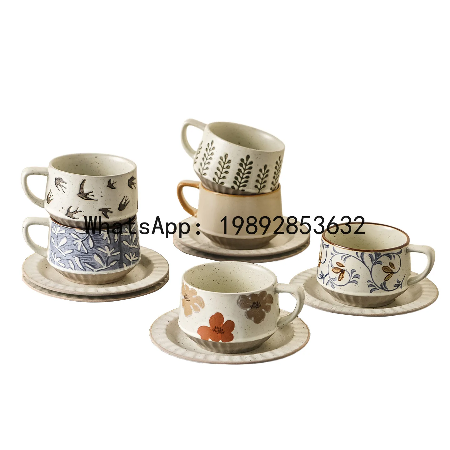 WD light luxury retro coffee cup set high-end exquisite household water cup ceramic mug