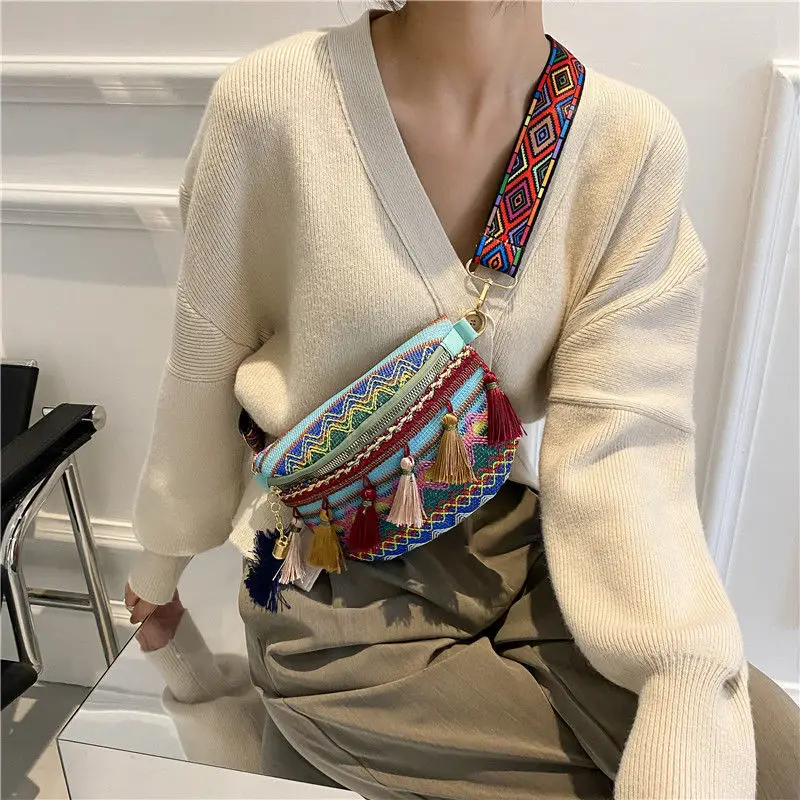 Women's Bags Beach Chest Bags Diagonal Waist Bags Ethnic Bag Tassel Shoulder Bags Waist Bag Messenger Bags Chest Pack Fanny Pack