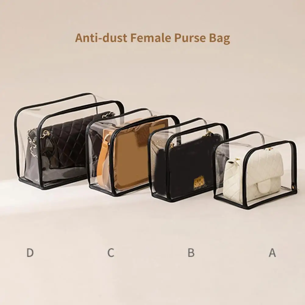 Women Purse Dust Bag Protector Handbag Storage Bag Transparent Waterproof Moisture-proof Large Capacity Smooth Zipper Dustproof