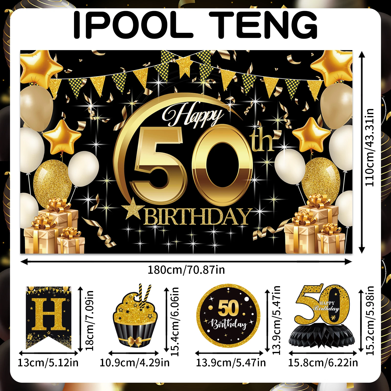 لافتة عيد ميلاد سعيد 50، زينة الحفلات، لمستلزمات زينة الذكرى الخمسين لحفلة عيد الميلاد الخمسين #2