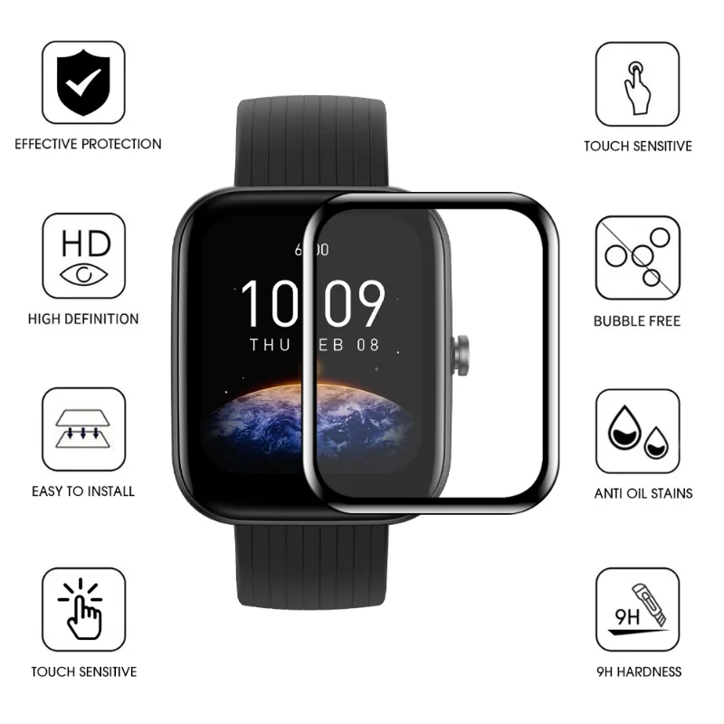 Protector de pantalla para reloj inteligente Amazfit Bip 3 Pro Bip3, película de vidrio suave transparente HD, accesorios de película protectora para Amazfit Bip 3Pro