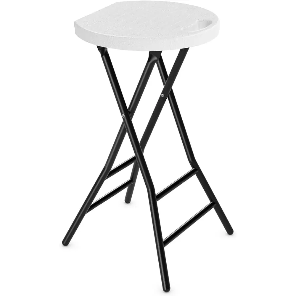 

Folding Stool, 24 H Bar Stools With Handle, Metal And Plastic Foldable Stool For Adults Portable, Collapsible Round Folding Bar