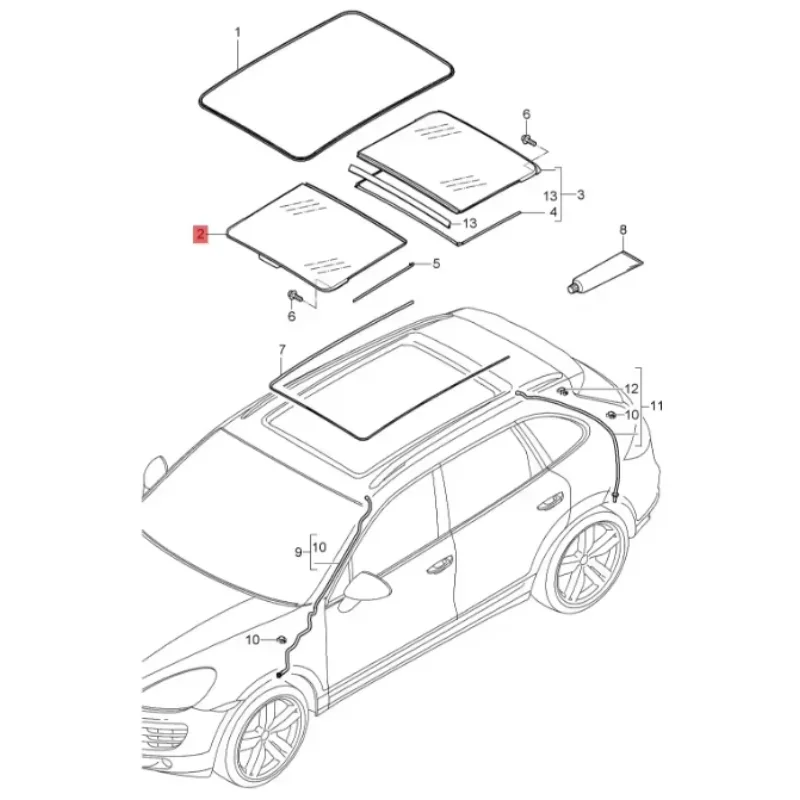 สําหรับ Porsche Cayenne 958 92A Panoramic Sunroof Panoramic หลังคากระจกซันรูฟ