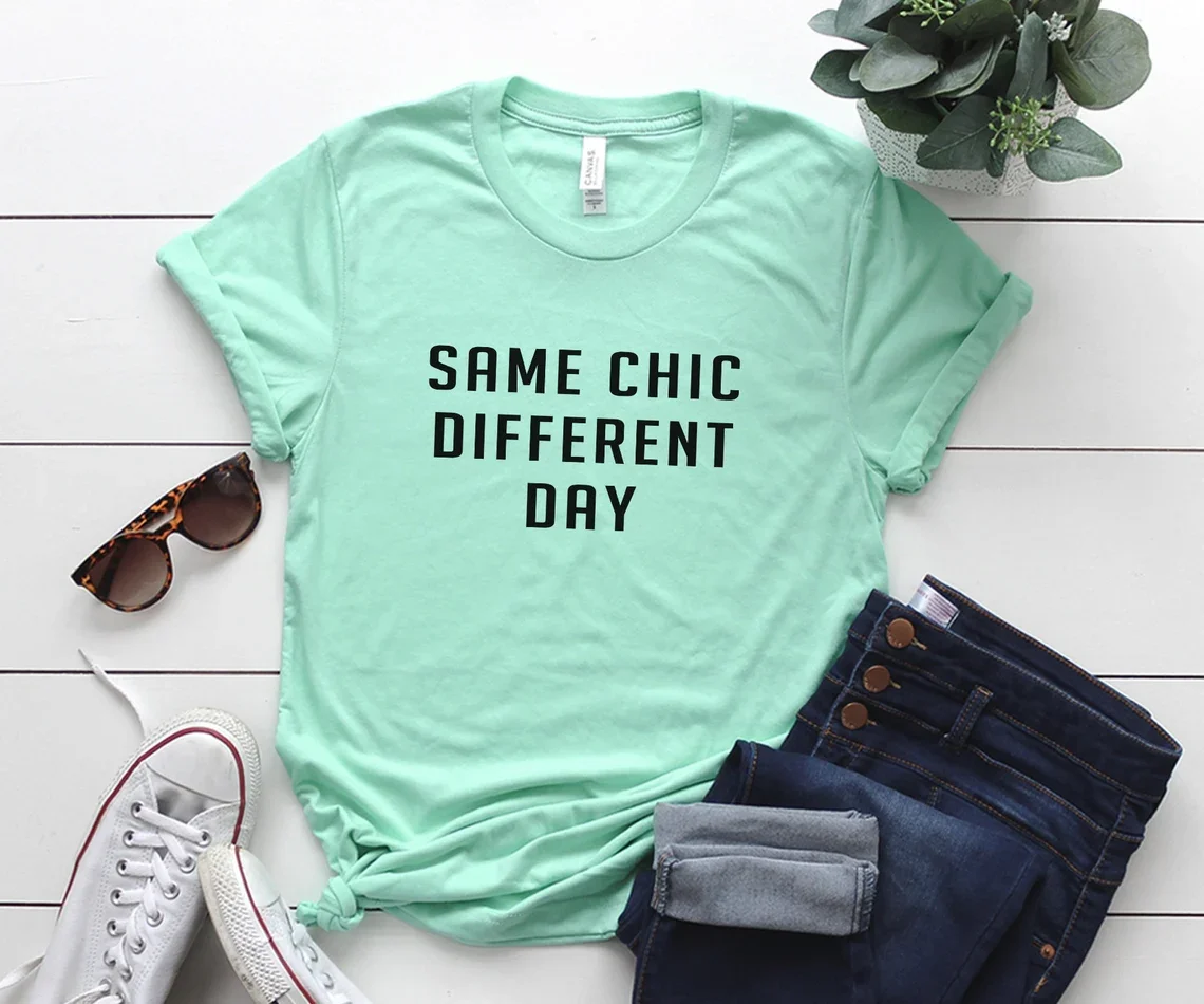 Skuggnas Same Chic 다른 날 재미 있은 그래픽 티셔츠 Tumblr 의류 반팔 패션 코튼 티셔츠 유니섹스 캐주얼상의