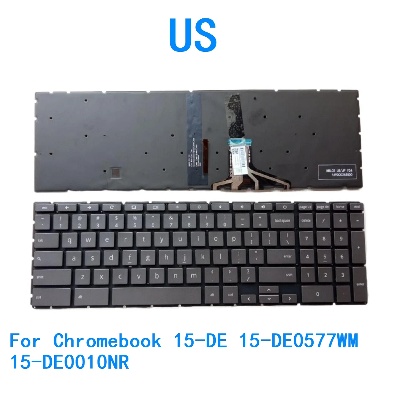Nuevo teclado Chromebook retroiluminado en idioma estadounidense para HP Chromebook 15-DE 15-DE0577WM 15-DE0010NR teclado de repuesto para Notebook