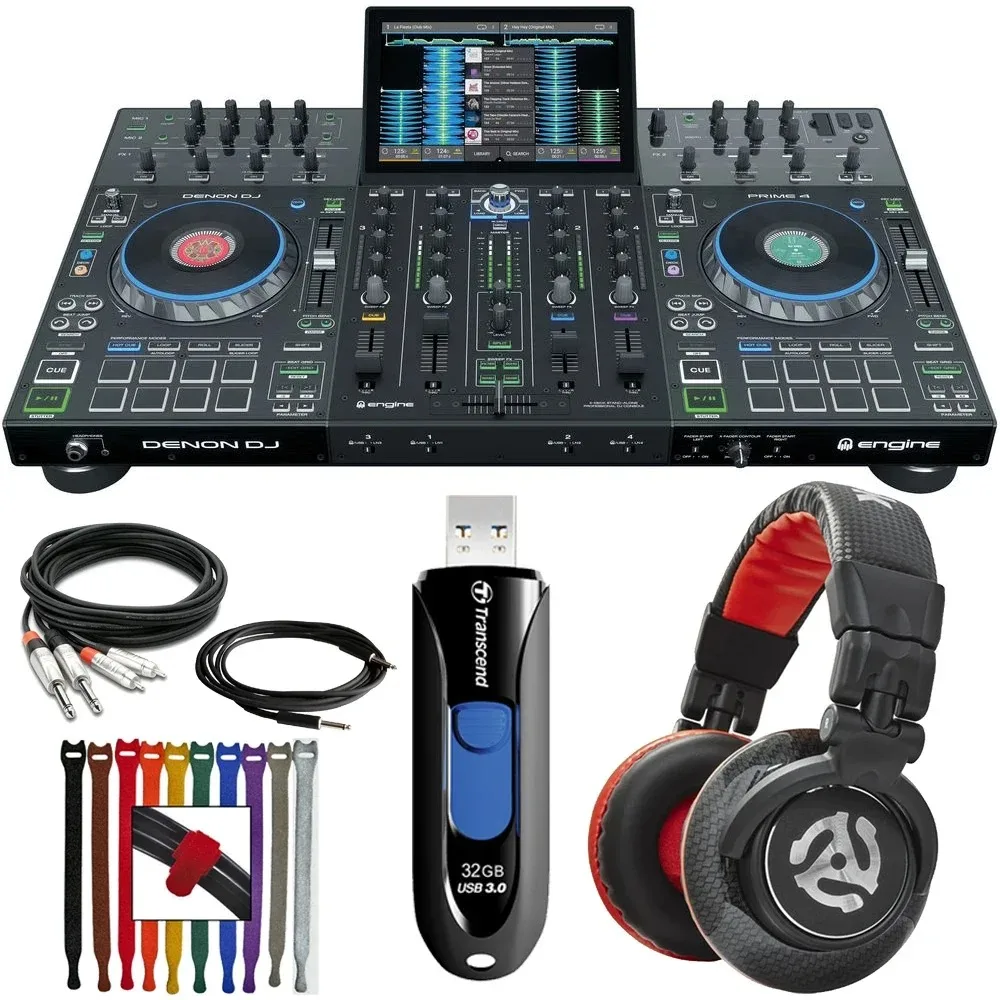 サマーセール商品の割引 本物 2020/2022 デノン DJ プライム4 4 チャンネル スタンドアロン DJ システム セラート DJ コントローラー ブラック