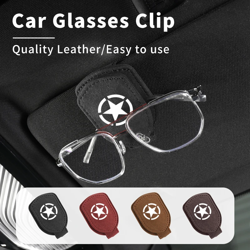 

Автомобильный замшевый зажим для очков, авто солнцезащитный козырек, вешалка для очков, зажим для Jeep Renegade Compass Grand Cherokee Wrangler JK Patriot Liberty