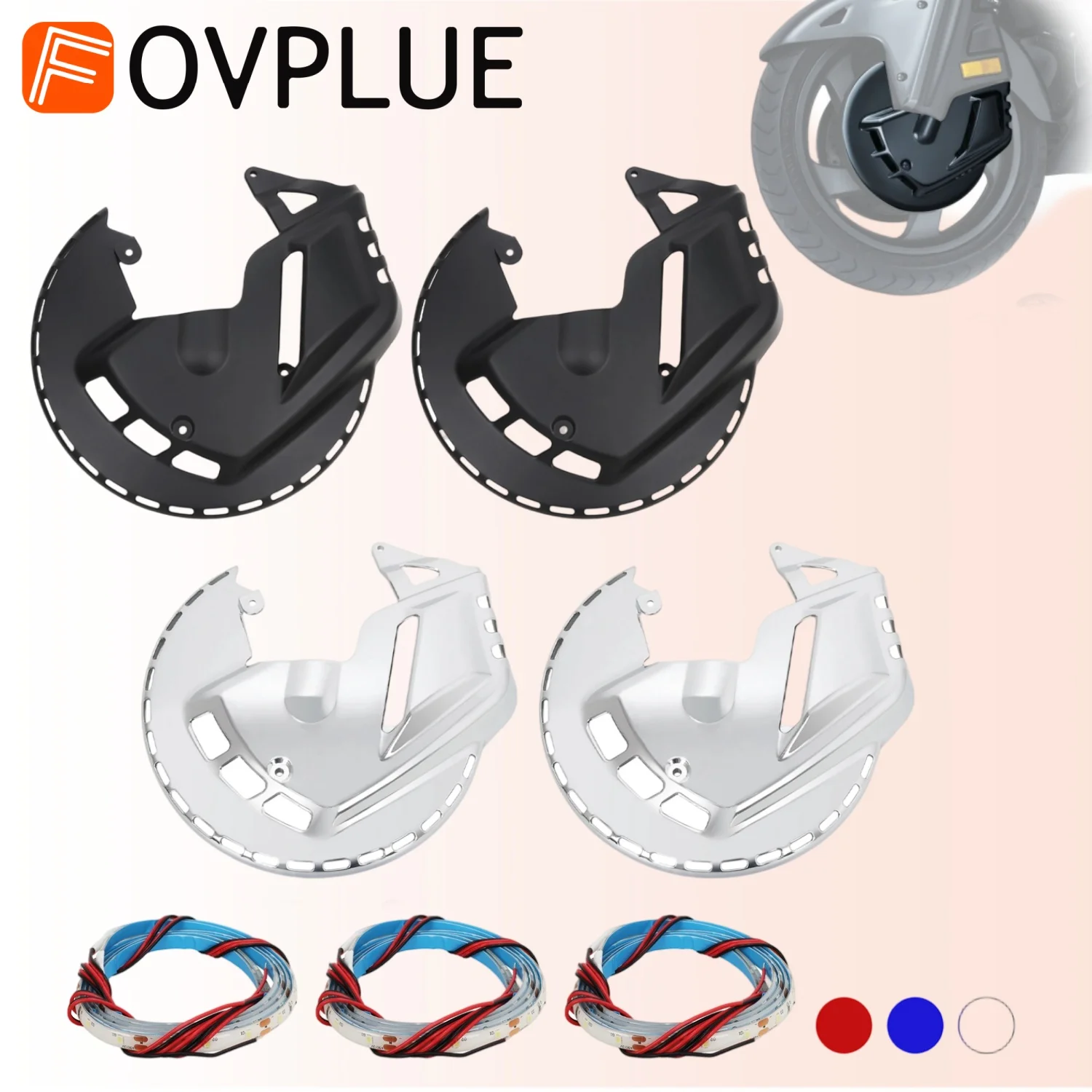 Motorcycle accessories Front End Brake Disc Rotor Covers with LED Fire Ring For Honda GL1800 2001-2017 Gold Wing F6B 2013-2016
