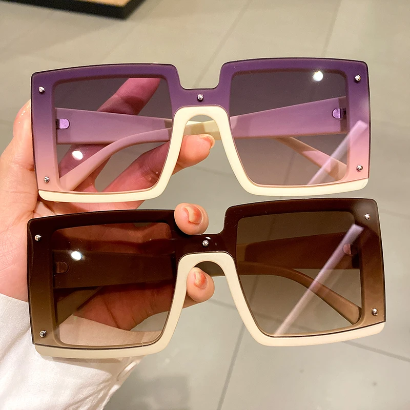 Oversize Square Men Women Sunglasses Fashion Vintage Mirror Shades Eyewear Luxury Brand Designer UV400 Goggle Sun Glasses