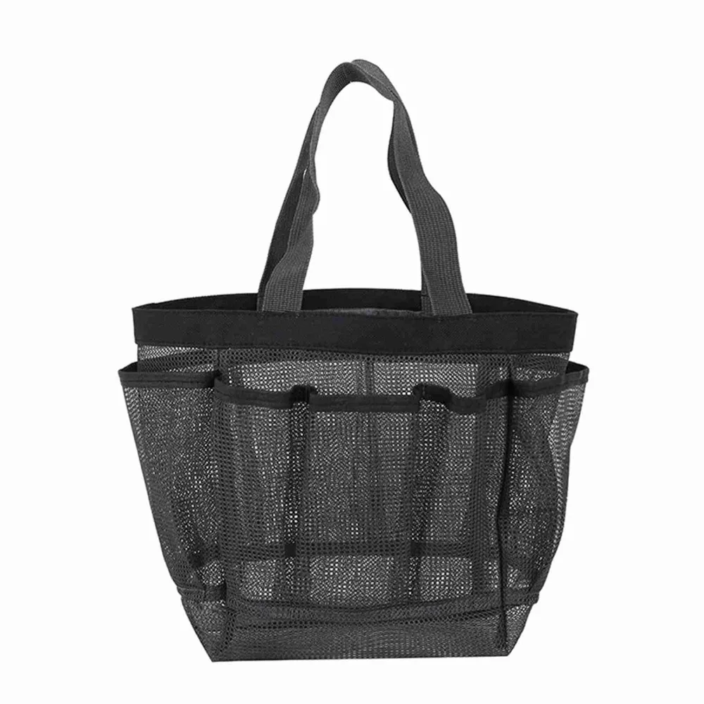 Lightweight 8 Pockets Mesh Shower Bag 2 Handles Quick Dry Shower Caddy Organizer Mesh Hanging Toiletry Bag Bathroom