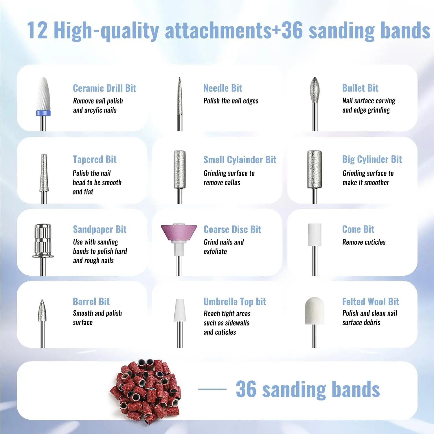 Trapano elettrico per unghie a batteria 35000 giri/min con lampada UV LED, kit manicure pedicure E file per polvere di immersione in gel acrilico argento