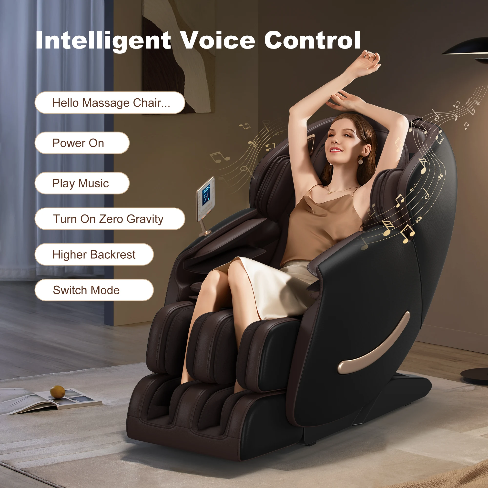 Full Body Zero Gravity Massage Chair with AI Voice Control SL Track Bluetooth Foot Rollers Full Body Airbags Massage Heating