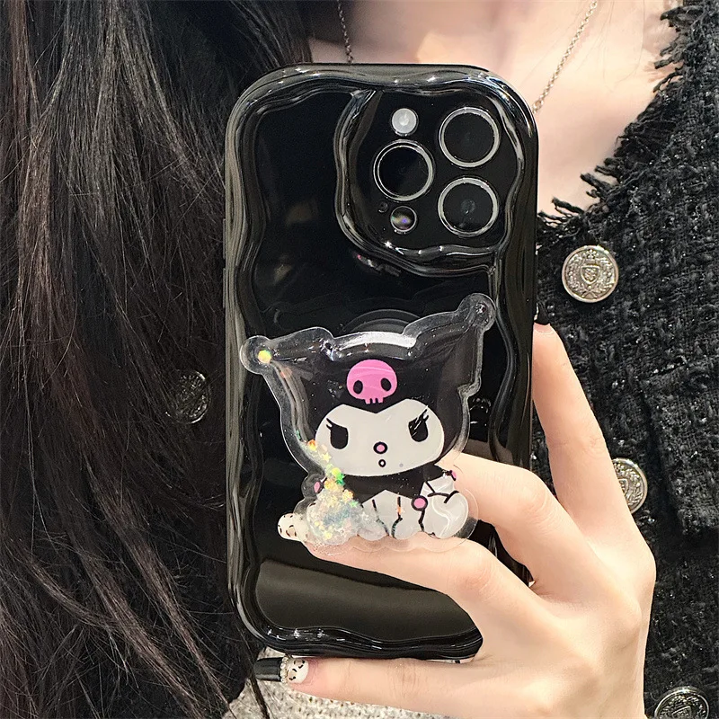 Cute Cartoon Squishy Holder Phone Case For iPhone16 14 13 15Pro 12 11 Xsmax 78Plus SE2 XR Soft Full Cover Skinny Capa Protection