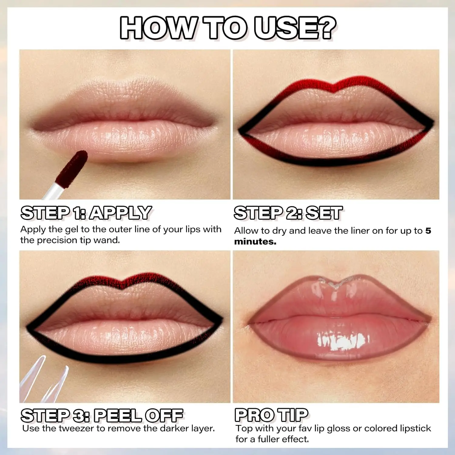 Peel Off Lip Liner Stain Long Wear Tattoo Lip Liner Matte Finish Długotrwały Wodoodporny Odporny na transfer Bardzo pigmentowany kolor