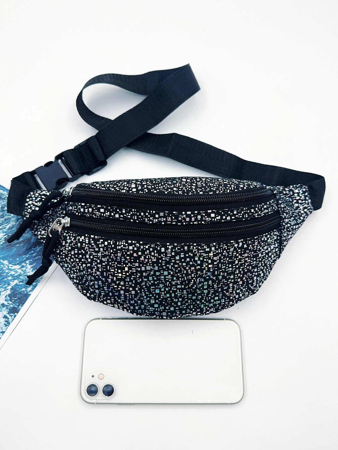 Sparkly Holográfico Fanny Pack para Mulheres, Bolsa de Cinto, Viagem, Crossbody, Moda, Pacote de Cintura, Bum Bag