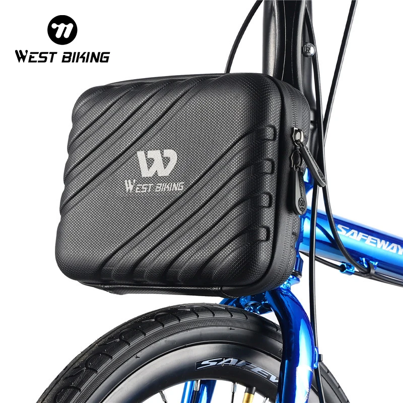 WEST BIKING Hard Shell Bicycle Front Bag Waterproof Bike Frame Hanging Bag Portable Multifunctional Folding Cycling Accessories