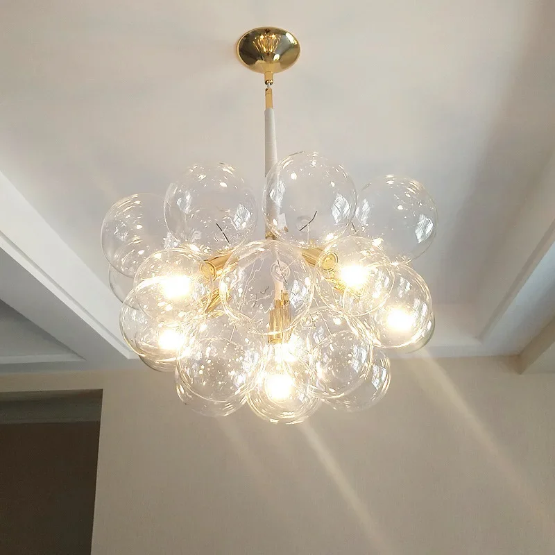 Nordic Glasses Chandelier Balck White Coffee Wires Pendant Lights 9 /12 /18 Glass Bubbles Hanging Lights Luminaria  Home Decor