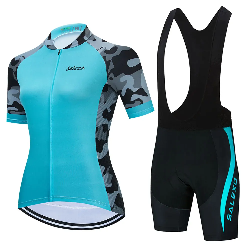 2023 Salexo Women Cycling Jersey Short Sleeve Set Summer Maillot 19D Bib Shorts Bicycle Clothes Sportwear MTB Cycling Clothing - Image 2