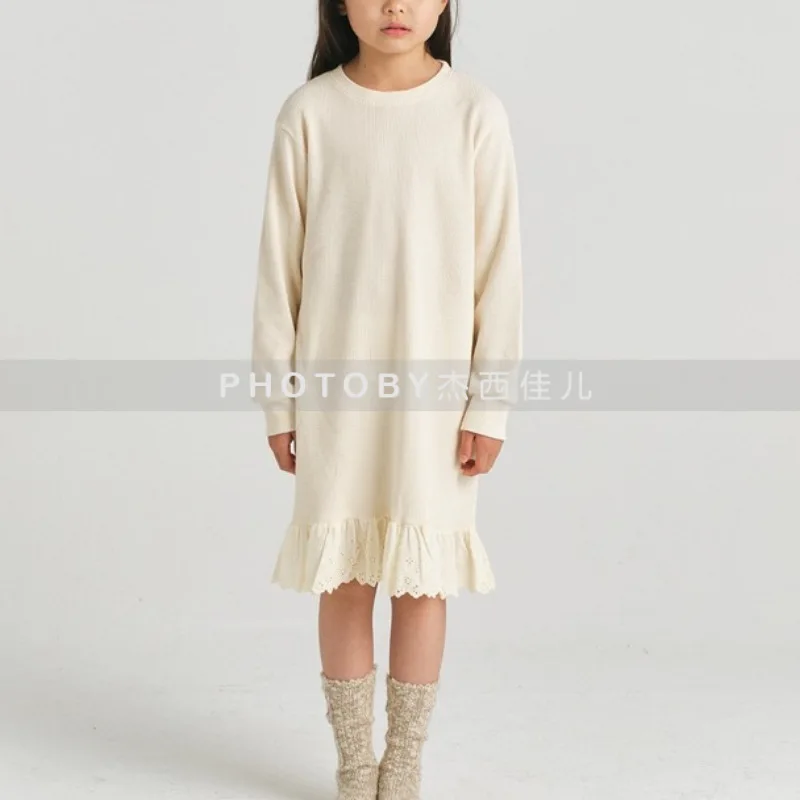 الفتيات الخريف الشتاء الهراء فستان 2025 جديد الكورية المألوف بسيط عادية اليومية بلون المرقعة فستان بكم طويل #6