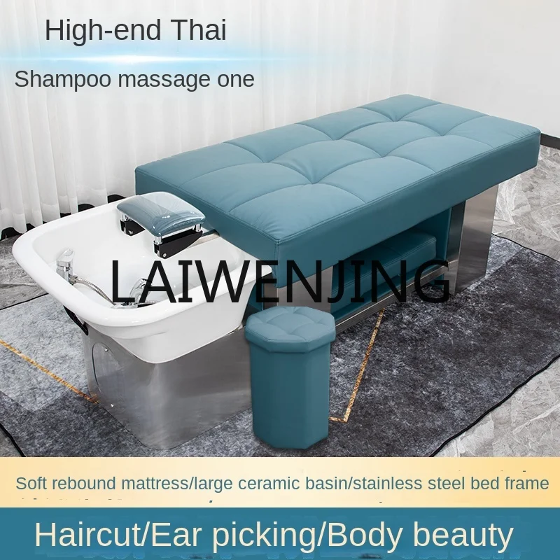 

Thai Shampoo Ceramic Basin Barber Shop Flushing Bed Lying Completely for Hair Salon Hairdressing Shop Head Treatment Bed