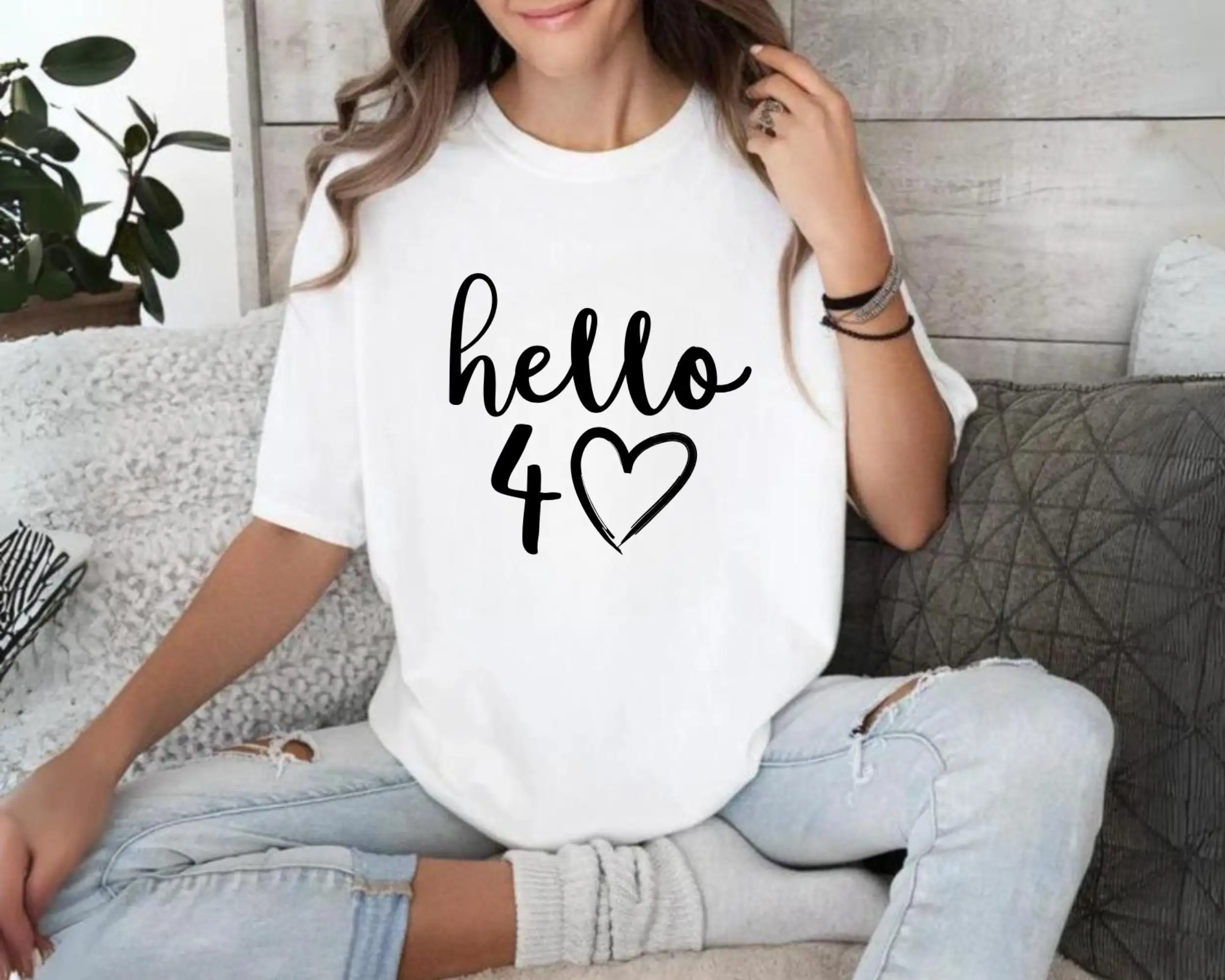 Hello Forty T Shirt 40 40th Birthday Fortieth Trip HearT