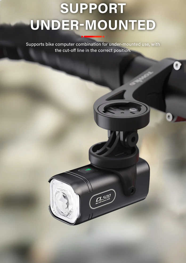 TOWILD CL500 Bicycle Lights Intelligent Mini Bike Light 500 Lumens Cycling Front Lamp Ipx6 Compact Headlights Bicycle Flashlight
