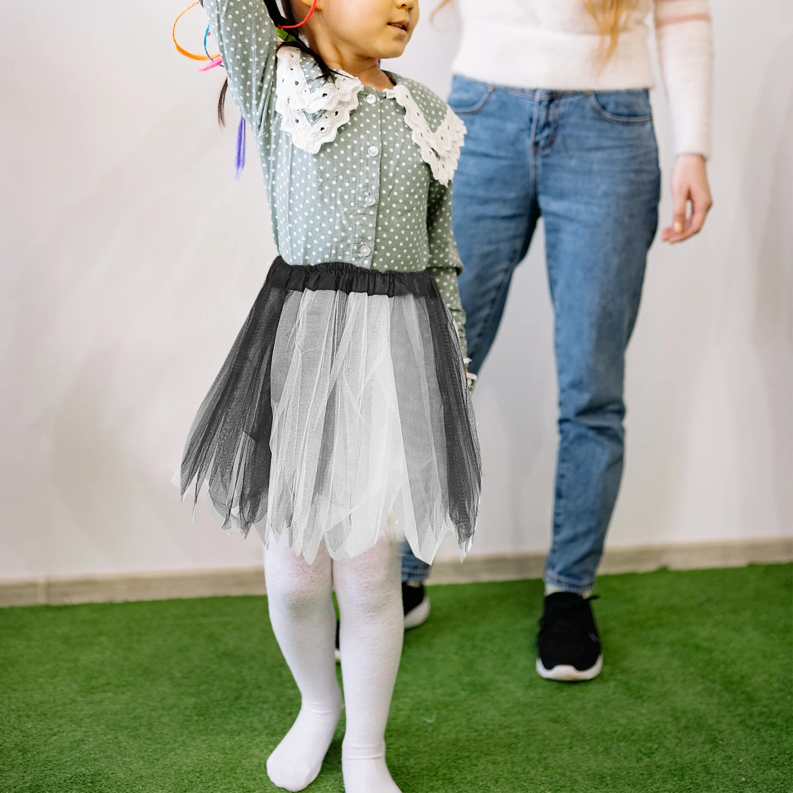 

1pc Black White Dancing Skirt Tulle Bubble Skirt For Ballet Dancing Party Stage Performance Tutu
