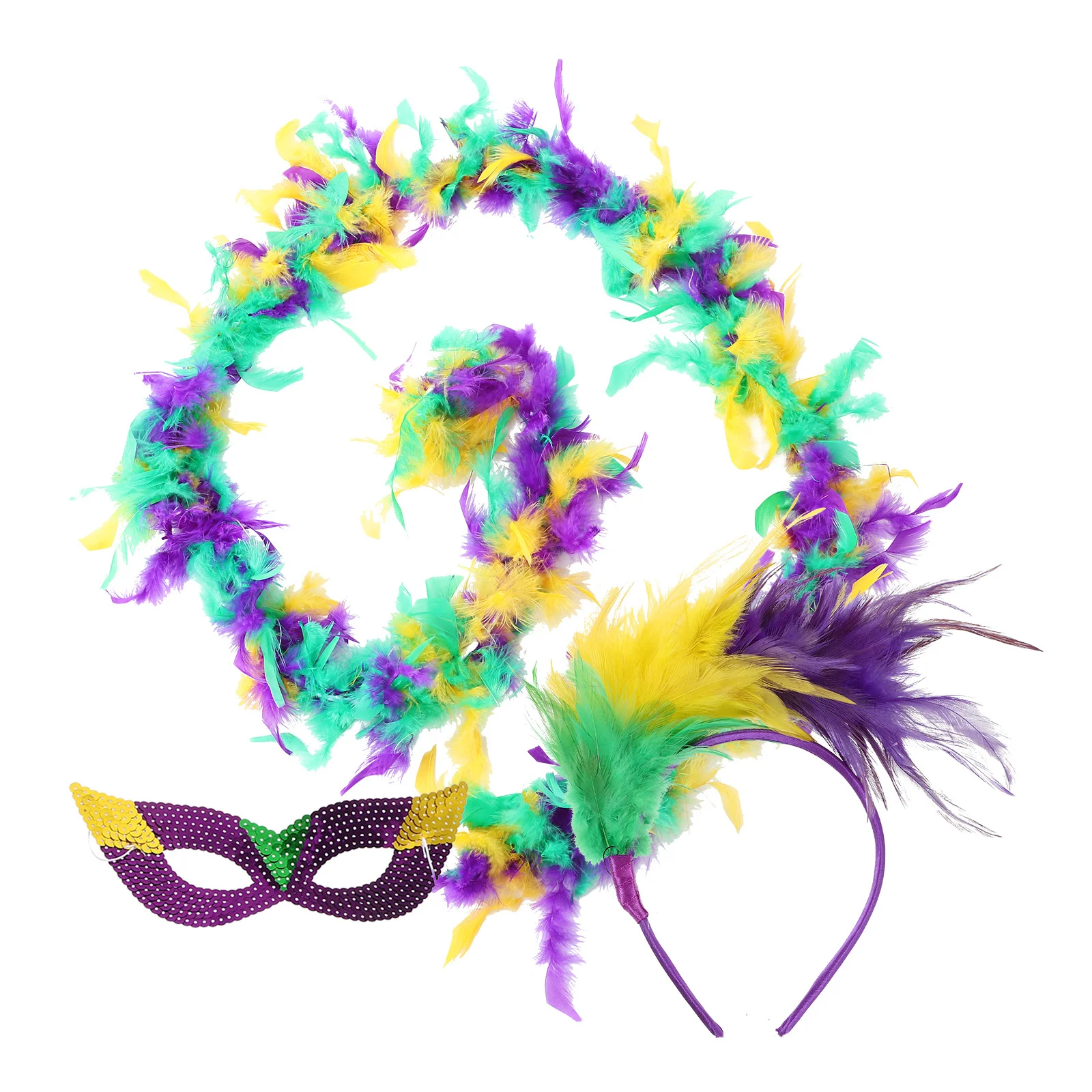 1세트 헤드밴드 마스크 스카프 세트 글리터 퍼리 따뜻한 파티 액세서리 여성 카니발 코스프레 댄스 이벤트 의상 장식