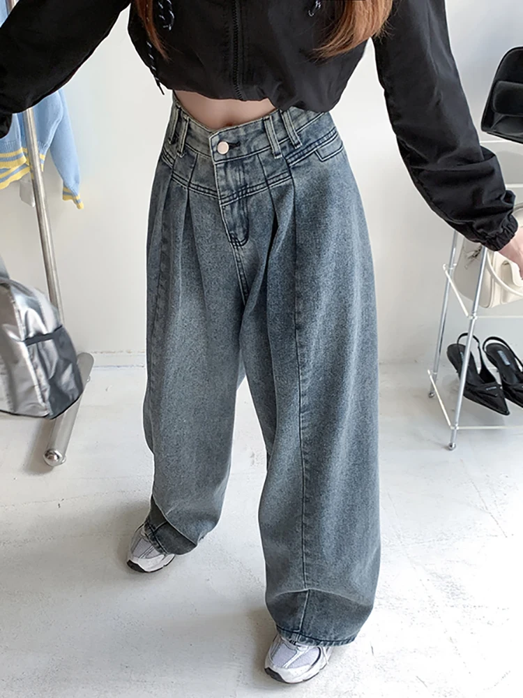 2024 Y2k Fashion Women Harajuku Jeans Wide Leg Punk Loose Casual Denim Cargo Pants Baggy Streetwear Long Trousers Tide