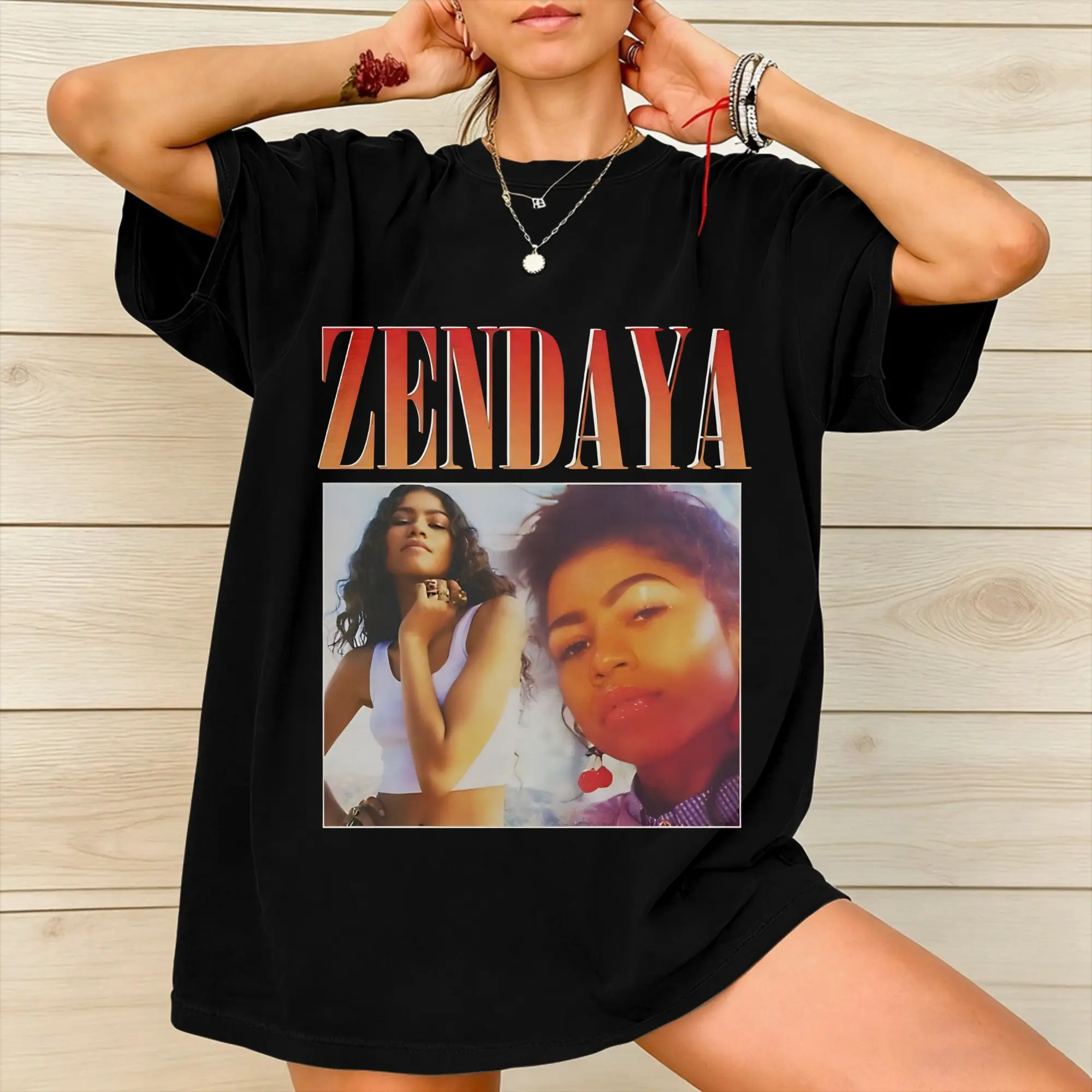 Printed Ruby Rue Zendaya T Shirt for Men Women  Cotton Tee Shirt Short Sleeve Clothes