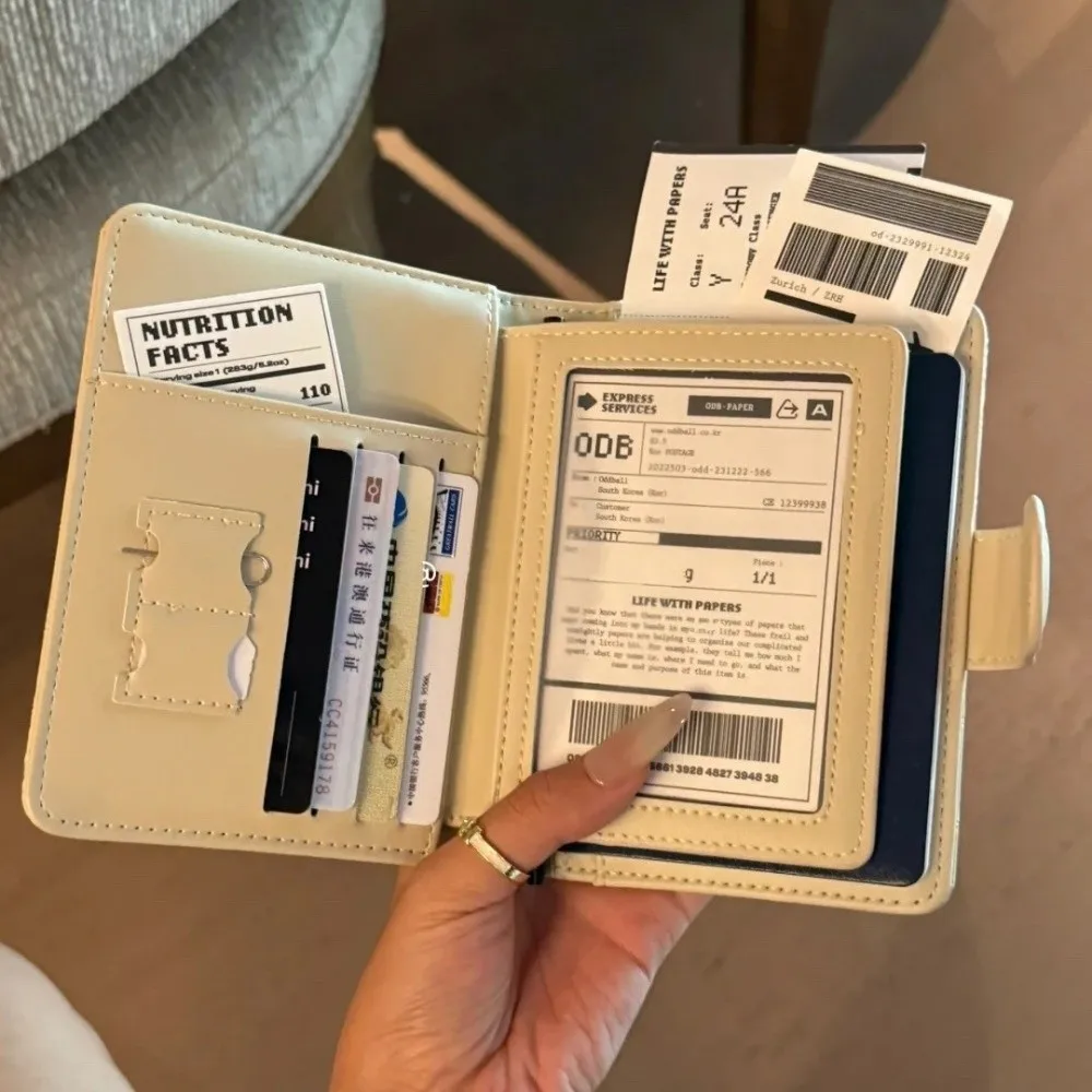 Portable Solid Color Passport Holder Anti-theft PU Passport Bag Document Storage Ultra-thin Travel Passport Case
