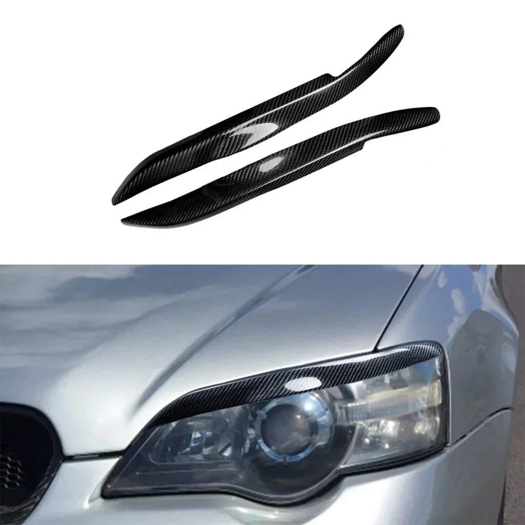 New! Car Front Headlight Eyebrow Eyelids Stickers For Subaru Legacy 2006 2007 2008 Real Carbon Fiber