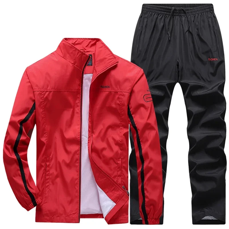 Men\'s Casual Tracksuit Long Sleeve Gym Running Jogging Sweatsuit Athletic Sports Set Outdoor Jackets+Pants Basketball Track Suit