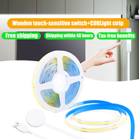 Penetrable 25mm Wood Panel Smart Touch Sensor Dimmable COB LED Strip USB 5V Hand Sweep Control Flexible LED Tape Lamp Lighting