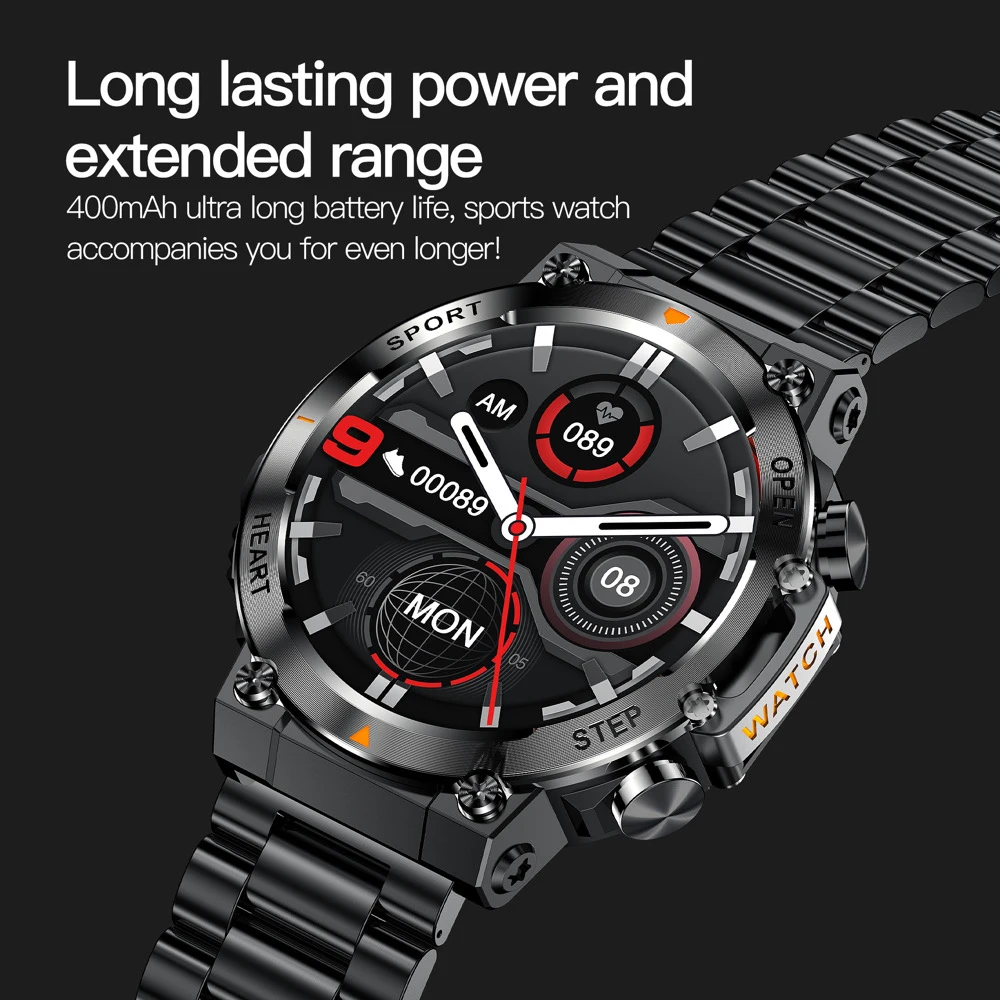 

Смарт-часы 696 для мужчин, для спорта на открытом воздухе, модные, с Bluetooth-вызовами, измерением пульса, водонепроницаемые, с аккумулятором 400 мАч, музыкальные смарт-часы