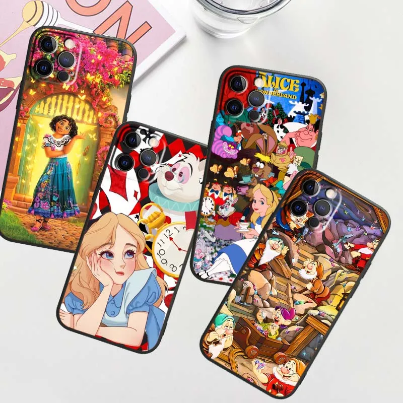 

Disney Cute Princess For Apple iPhone 16 16E 15 14 13 12 11 XS X Pro Max Plus Black Soft Silicone Cover Phone Case