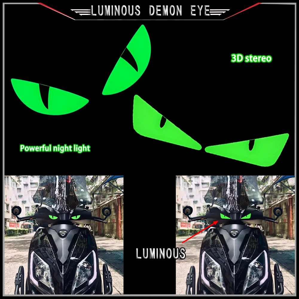 

3D Stereoscopic Luminous Motorcycle Headlights Helmet Decoration Stickers Scooter Fairing Modified Waterproof Decal Universal