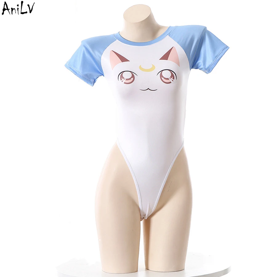 AniLV Japanese Anime Student Cute Cartoon Bodysuit  Temperament Unifrom Cosplay Women Erotic Pajamas Lingerie Outfits Costumes