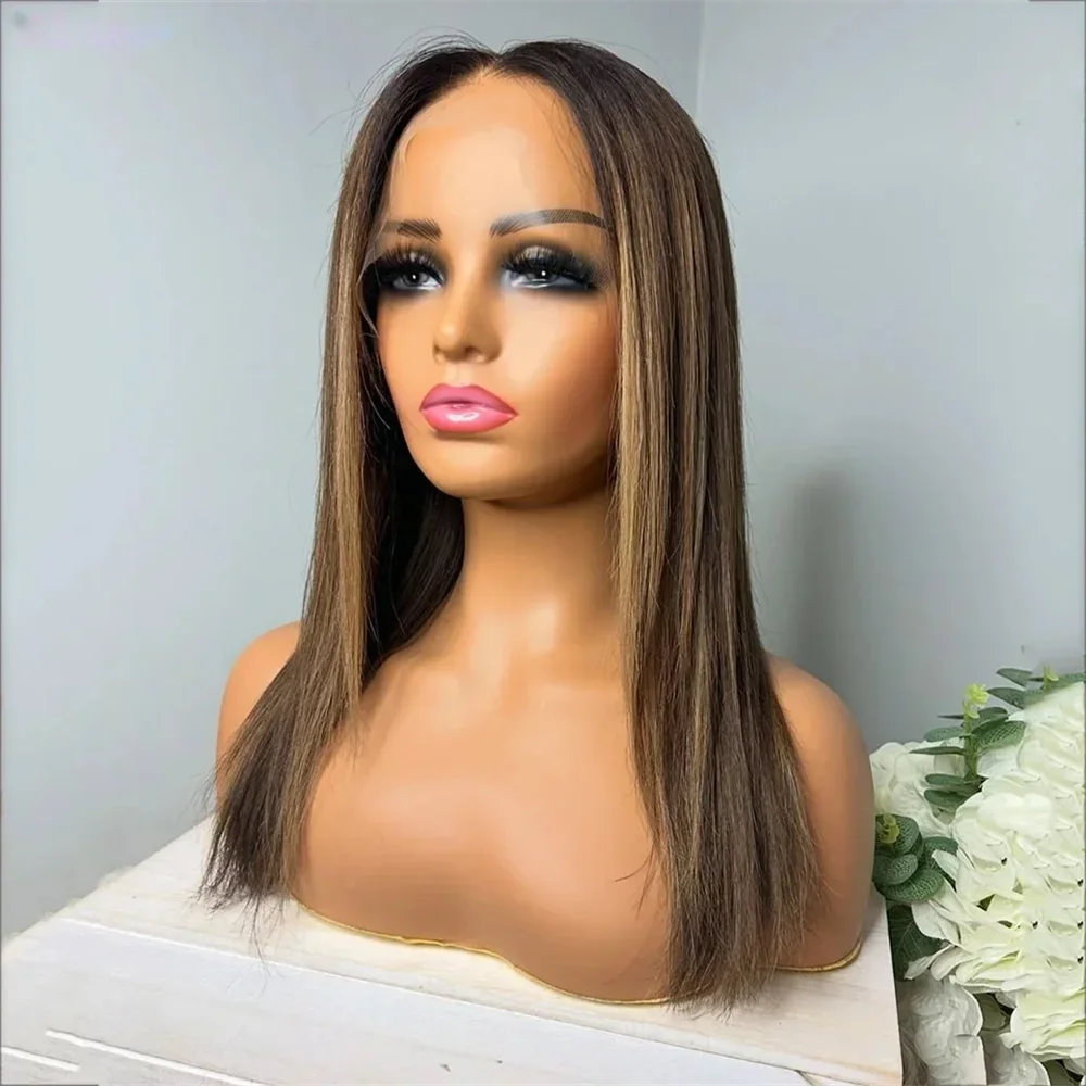 

Highlight Brown Glueless Soft Long body wave 5x5 Silk Base Jewish Human Hair With BabyHair HD Lace European Hair Preplucked