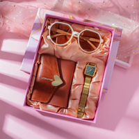 Fashionable square women's watch; versatile quartz watch; high-end feel   sunglasses   wallet 3-piece gift box set.